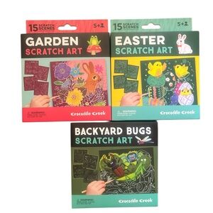 Pick 2- Crocodile Creek Scratch Art Kits - Garden, Easter & Backyard Bugs